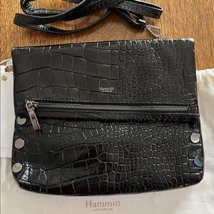 Hammitt VIP Medium in Black Leather Crossbody Clutch or Shoulder Bag NWT